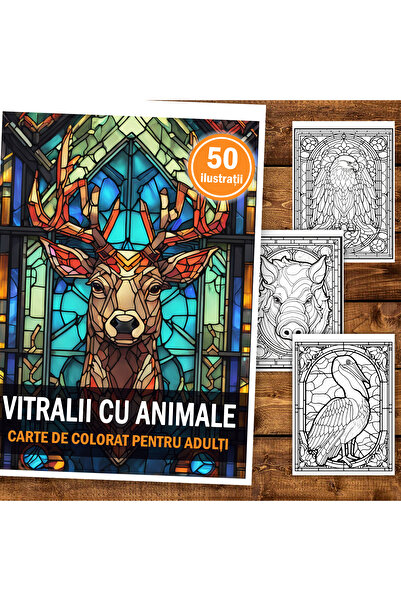 Legendary Gifts Βιβλίο ζωγραφικής, 50 εικόνες, Βιτρό με ζώα