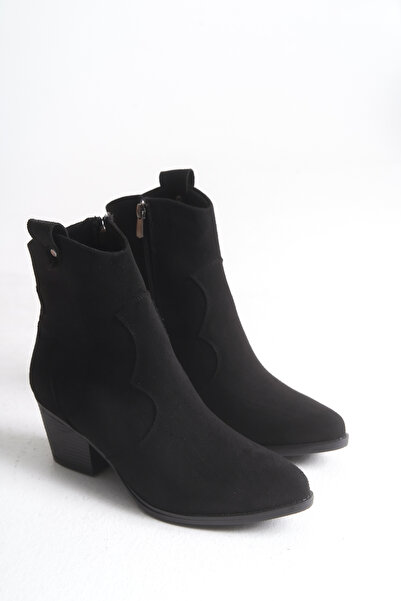 LEVONYA Kadın Siyah Süet Kovboy Western Bilek Bot