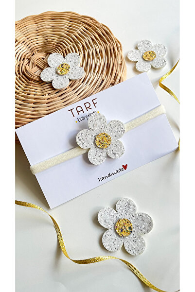 TARF Glitter Beyaz Simli Figürlü Bebek Bandanası