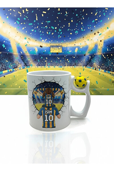 MRN Tasarım Sarı Lacivert Kişiye Özel Futbol Toplu Kupa Bardak Fenerbahçe Kup...