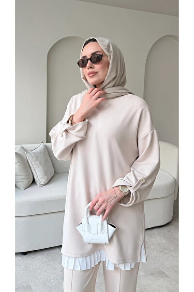 RFK Butik Women's Double Suit with Sleeves and Pants - Beige