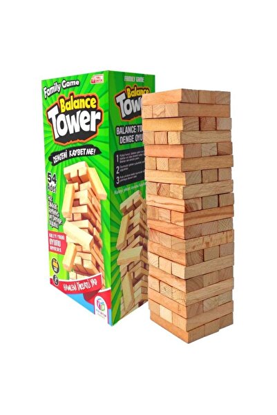 Luminoo HOBİ DENGE OYUNU AHŞAP PARÇA KULE 54 PARÇA AHŞAP YAPI BLOKLARI CENGA