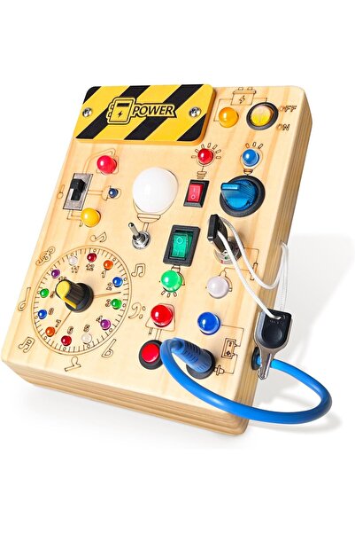 Generic Iabedi Busy Board Plus V2 Montessori, Wood, Yellow