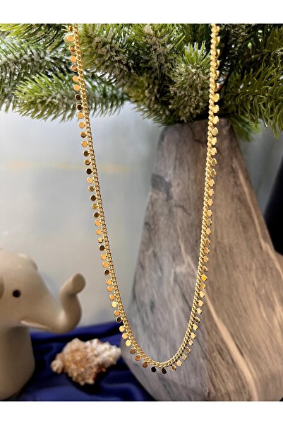 NİS 14 Ayar Altın Kaplama Pul Detaylı Kolye