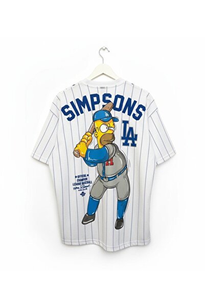 Jua Vibes Premium Kalite Baskılı Simpsons Beyzbol Tişört