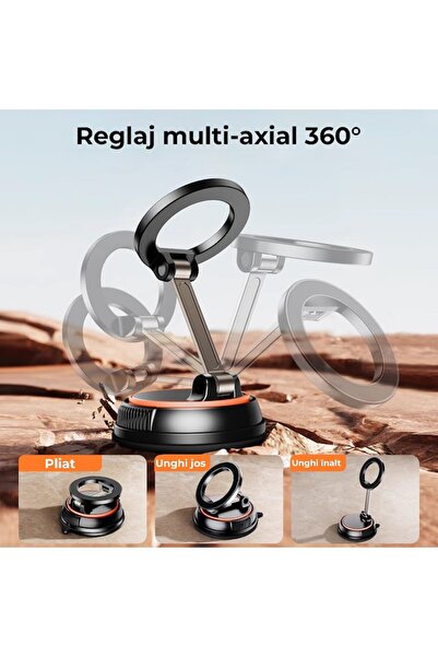 miraza Magnetic Car Phone Holder, MagSafe/Universal Compatible, Metal Rings Included, Vacuum Suction Cup