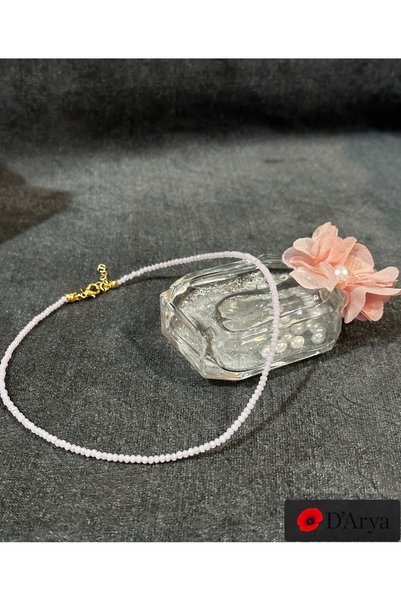 Darya Dd546 Powder Pink Crystal Stone Necklace