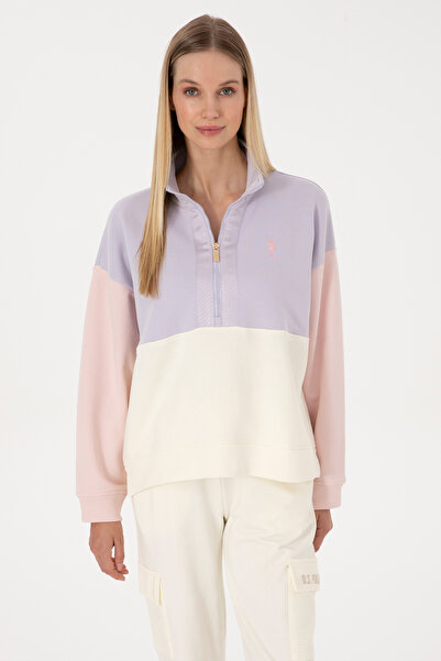 U.S. Polo Assn. Kadın Lila Fermuarlı Dik Yaka Sweatshirt 50307794-VR245