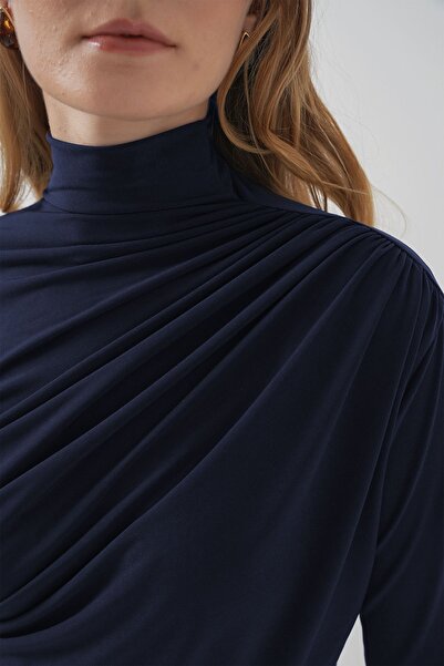 Hiccup BDART Drape Detaylı Vücuda Oturan Dik Yaka Bluz