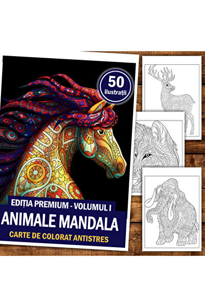 Legendary Gifts Carte de pictură, 50 de ilustrații Mandala cu animale - Ediți...