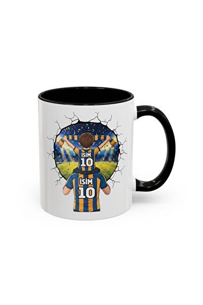 MRN Tasarım Sarı Lacivert Kişiye Özel Futbol Toplu Kupa Bardak Fenerbahçe Kup...