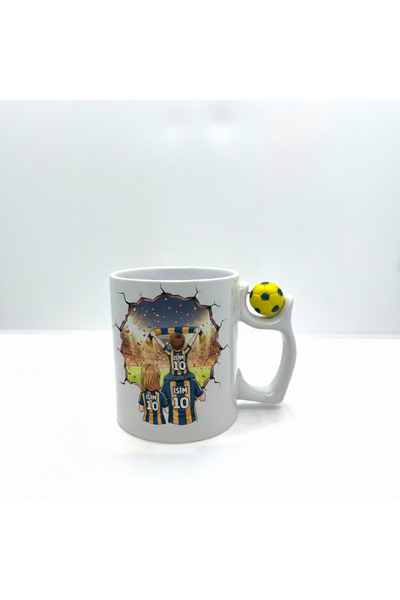 Yellow Navy Blue Personalized Football Ball Mug Fenerbahçe Mug Father Son/Daughter/Family FB Mug