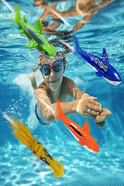 Hyd Köpek Balığı Oyuncak Çocuk Dalış Oyuncakları Nefes Kapatma Eğitimi Havuz ve Banyo Oyuncağı 4 Set