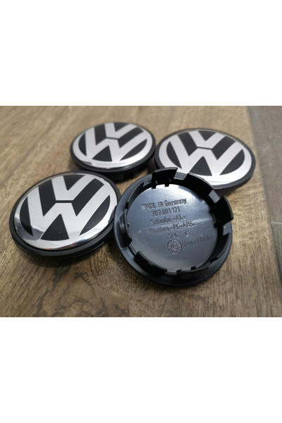 LinePartsBim Set of 4 Alloy Wheel Emblems 56mm - 65mm compatible with Volkswagen, Wheel Covers VW Passat, Golf, CC