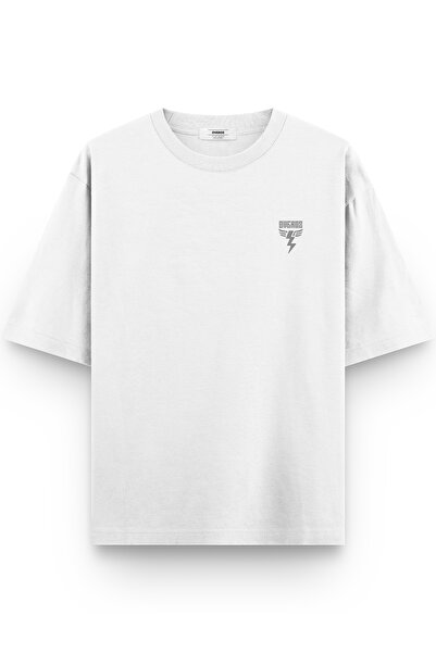 Overoz Unisex Half Oversized Tshirt Zeus Back Printed White T-Shirt 1405
