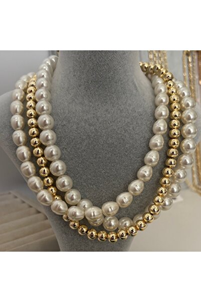 FASHİON JEWELRY İthal Çoklu İncili Görünüm Tarz Kolye