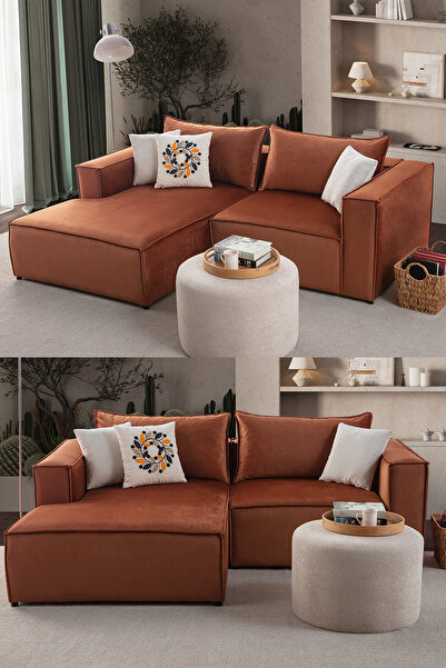 EDSY HOME Arven Köşe Koltuk Takımı Kiremit