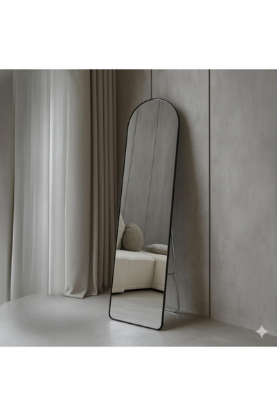 terndat مراية ديكور إطار أسود مع استاند مقاس 152*42 سم - بتصميم فاخر وأنيق