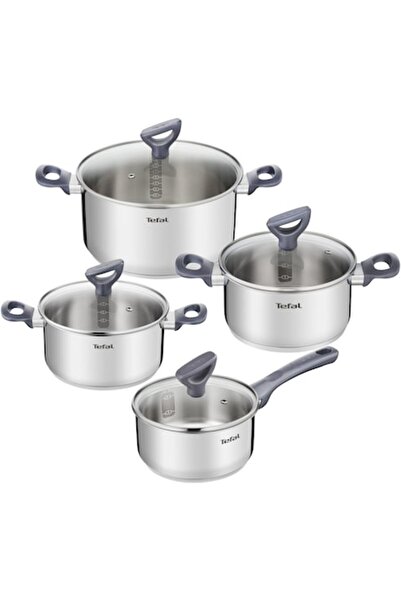 TEFAL Daily Cook 8-piece Stainless Steel Cookware Set (16/18/20/24 cm), Induction, Silver