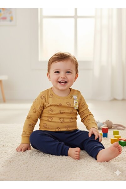 Şimo Butik Girl Boy Child Baby Long Sleeve Snap Fastener Bodysuit-Badi 100% C...