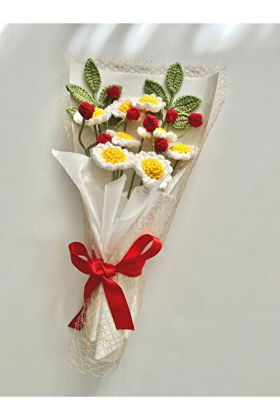 HENERA El Örgüsü Solmayan Papatya Buketi / Sevgililer Günü / Hediyelik /Doğum Günü/Öğretmenler Günü/Çiçek