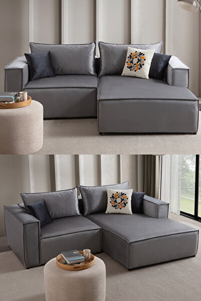 EDSY HOME Arven Köşe Koltuk Takımı Gri