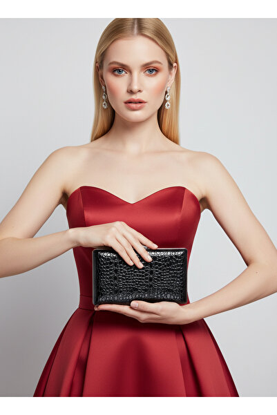 Wedding Fashion Geantă de seară din piele lacuită cu model negru Geantă de nu...