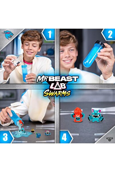 TOYFEST Mrbeast Lab Swarms Experiment Set Includes 5 Surprise Figures Add Water Shake Mr Beast Collectible 2.5cm