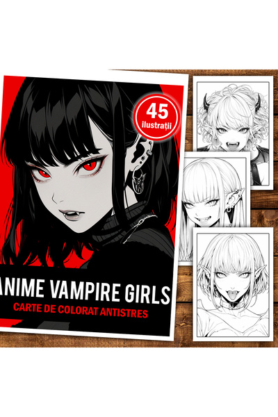 Legendary Gifts Книжка за оцветяване, 45 илюстрации, Аниме момичета вампири