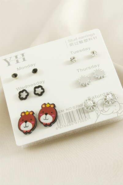 ZERO LAND MTXDPN 12 قطعة أقراط على شكل كلب معدنية (154622) - لون فضي