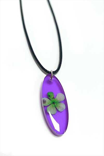 ELEKTRİK DOKTORU Mtxdpn Snowball Flower Oval (165726) Epoxy Pendant-Purple