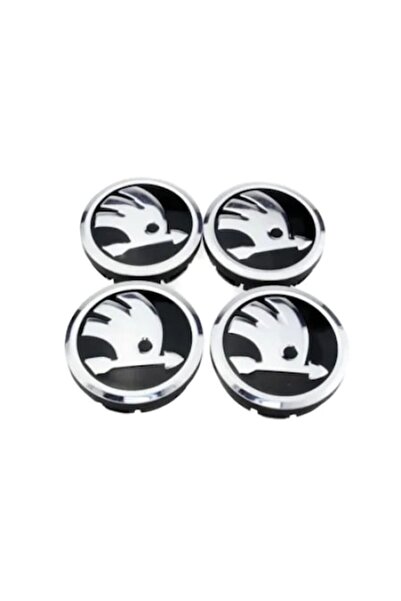LinePartsBim Set of 4 Wheel and Rim Covers Alloy Model Compatible Skoda 56mm, Silver