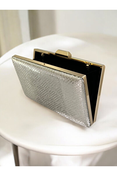 Biçanta Gold Imported Snake Laser Glitter Patterned Evening Dress Bag