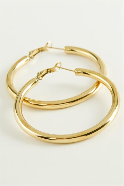 Ronanna Mtxdpn Pipe Luxury Steel Hoop Earrings (154914) 5 Cm-Yellow