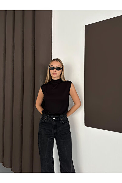 RDK Giyim Women's Zero Sleeve High Neck Bodysuit - Black