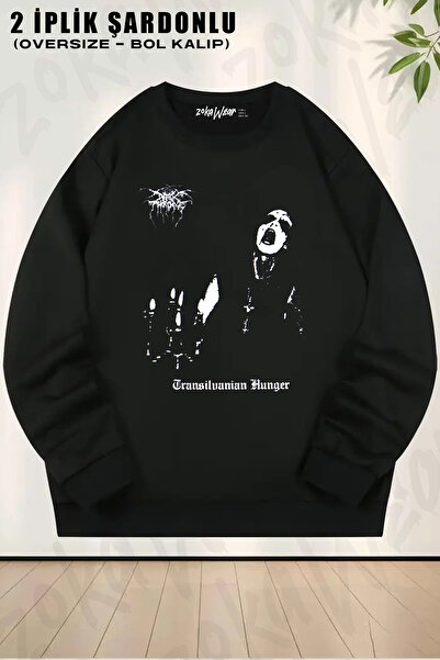 ZOKAWEAR Unisex Loose Fit Darkthrone Printed Design Oversized Crew Neck Sweatshirt