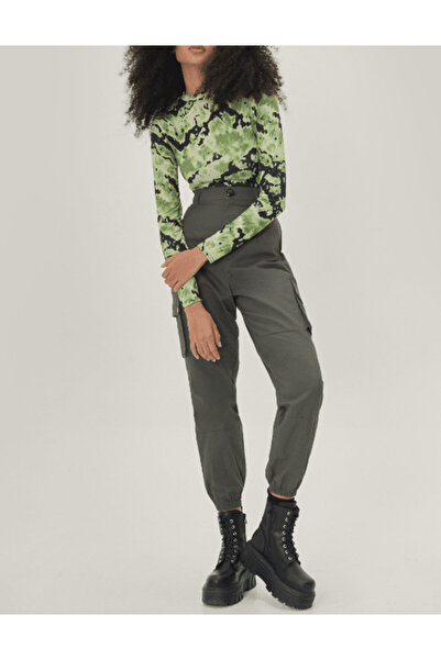 NASTY GAL Top cu guler rotund verde - 32, verde, 95% poliester, 5% elastan