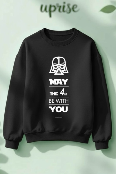 Vordevia Hanorac May The Force Be With You cu imprimeu din bumbac 3 fire B gu...