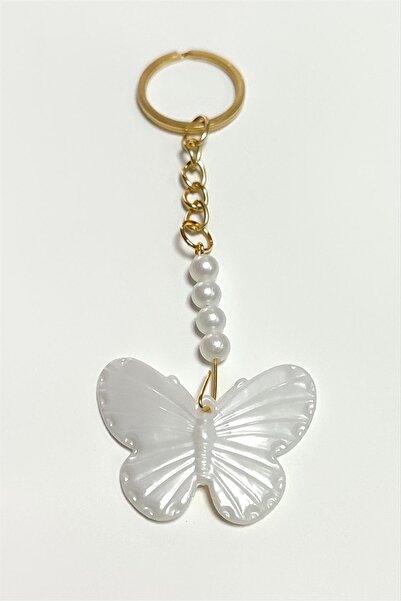 AhEs Shopping MTXDPN Fluture (151306) Breloc cu perle-alb