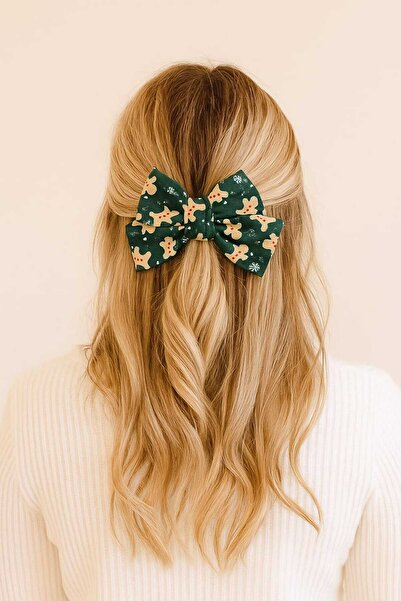 REBORN DESIGN Christmas Themed Bow Model Cookie Man Patterned Knot Detailed 12 cm Automatic Buckle