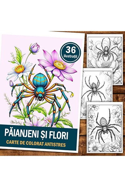 Legendary Gifts Книга за рисуване, 36 илюстрации Паяци и цветя, 78 страници