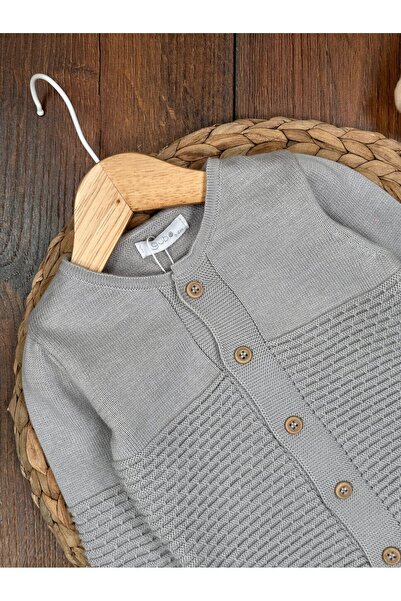 Kids Kingdom Knitwear Cotton Patterned Buttoned Detailed 2-Piece Baby Boy Set