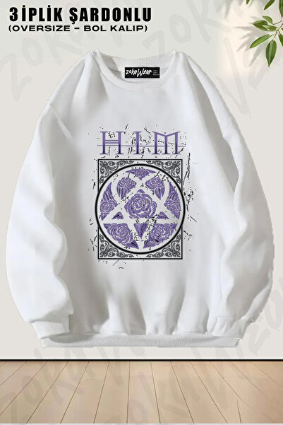 ZOKAWEAR Φούτερ Unisex Loose Fit Roses Him με τύπωμα Design oversized με λαιμόκοψη