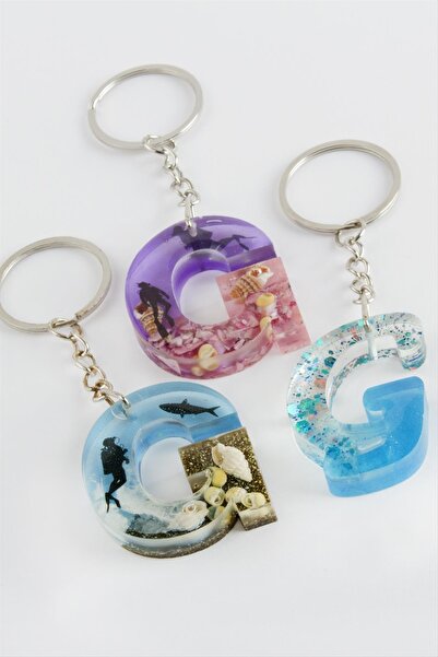 ZERO LAND سلسلة مفاتيح إيبوكسي مع حرف G (185924) - ملونة