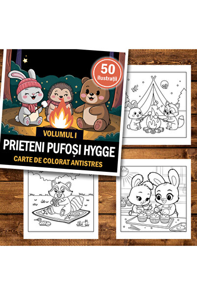 Legendary Gifts Книга за рисуване, 50 илюстрации Hygge Пухкави приятели - Том I