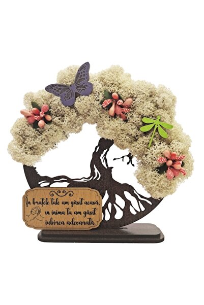 OEM Tablou decorativ „Copacul vieții” cu licheni stabilizați și mesaj - Wenge...