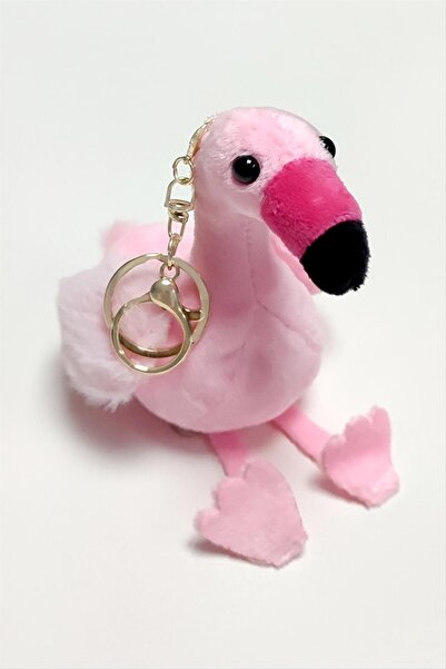ZERO LAND سلسلة مفاتيح من القطيفة على شكل طائر الفلامنجو (173900) - وردي