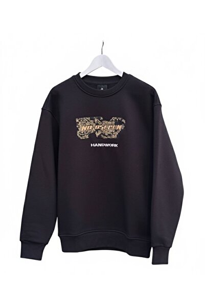 Jua Vibes Special Design Premium Quality Print and Embroidery Detail Full Fit 3 Thread Sh Fleece-Lined Sweatshirt