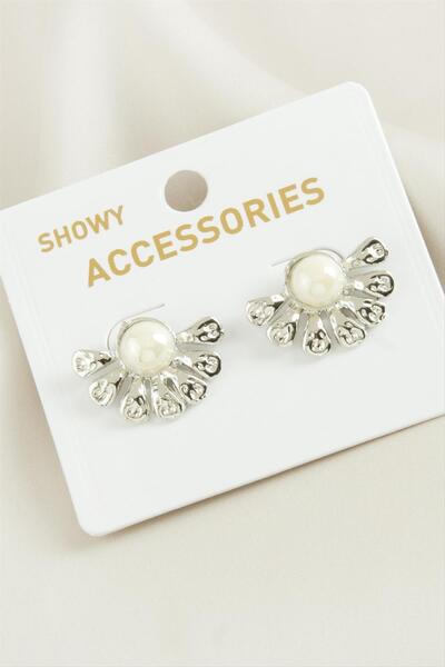 ZERO LAND MTXDPN أقراط فلور تريند لؤلؤية (181632) - لون فضي