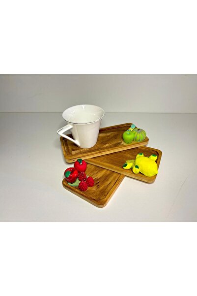 EVCİDİZAYN AHŞAP KAHVE SUNUM TABAĞI ALÇI SERAMİK SÜSLEMELİ
